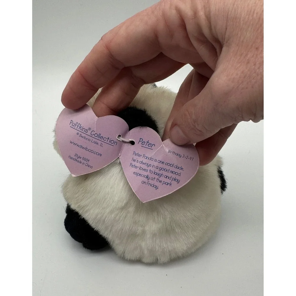 1997 TY  Puffkins Peter Panda Plush Stuffed Animal Heart w tags - Picture 7 of 10